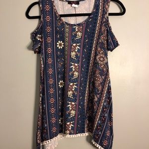 Elephant Print Cold shoulder Top